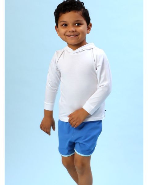 Sonic Blue Performance Hybrid Dolphin Hem Swim Trunks