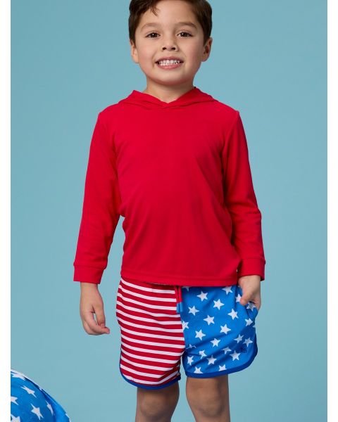 Stars & Stripes Performance Hybrid Dolphin Hem Swim Trunks