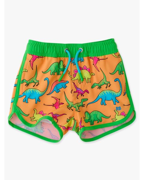 Neon Dino Performance Hybrid Dolphin Hem Swim Trunks