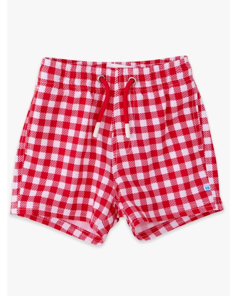 Vintage Red Gingham Performance Hybrid Swim Trunks