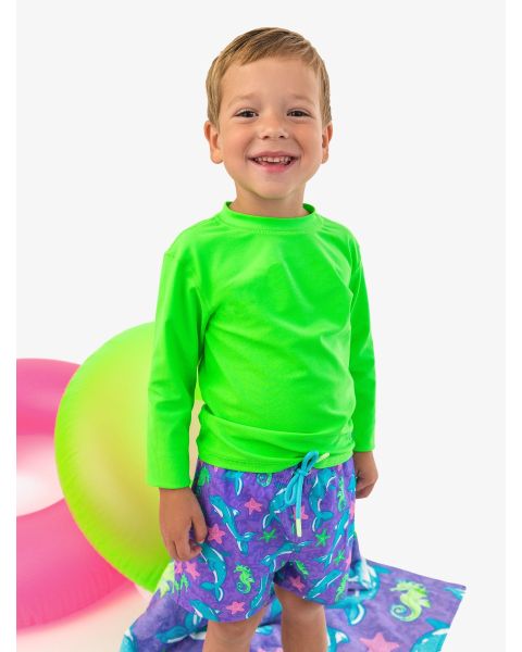 Neon Fin Friends Stretch Swim Trunks