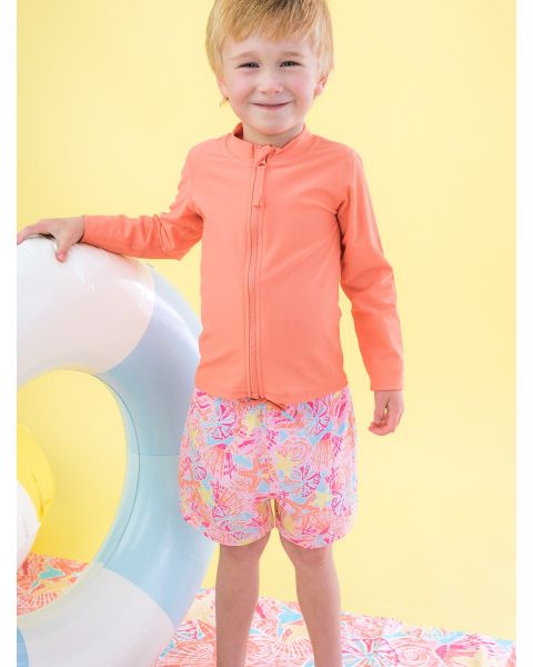 Sunset Seashells Performance Hybrid Swim Trunks