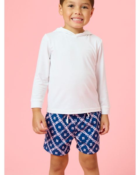 Navy Coastal Charm Performance Hybrid Swim Trunks