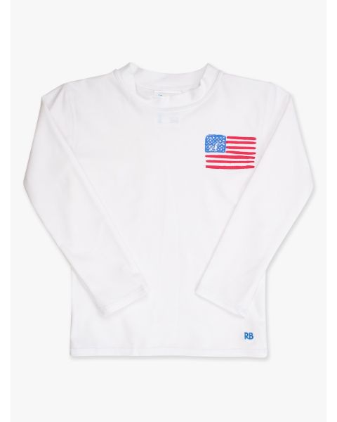 Freedom Flag White Applique Long Sleeve Rash Guard