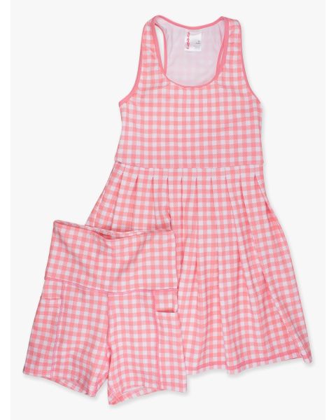 Bubblegum Pink Gingham Women's Active Dress & Bike Short Set