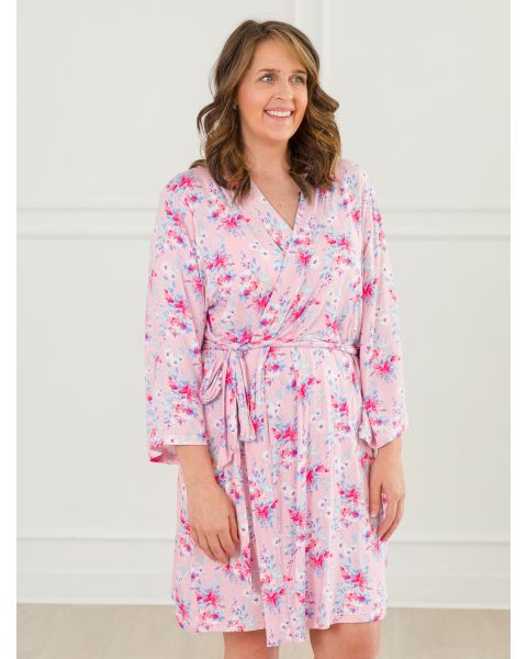 Pretty in Pink Floral Women's Maternity Robe