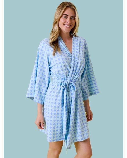 Periwinkle Blue Coastal Cane Women's Maternity Robe, Modal Blend