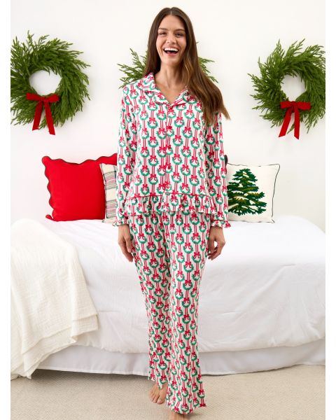 Deck The Halls Women's Ruffle Flare Pajama Set