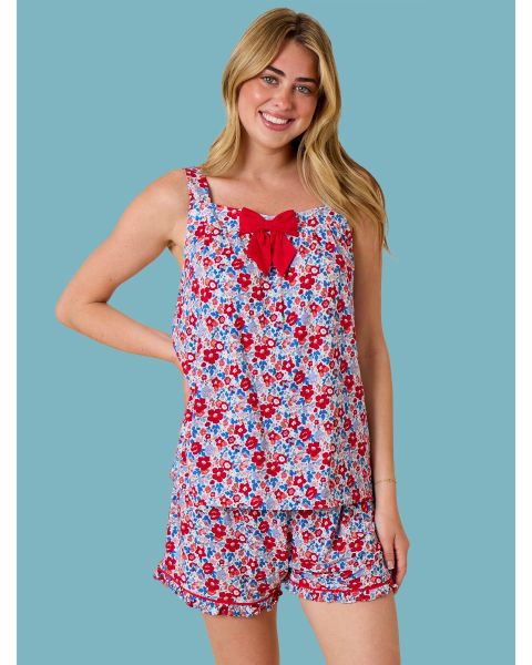 Freedom Floral Women's Bow Tank & Short Pajama Set