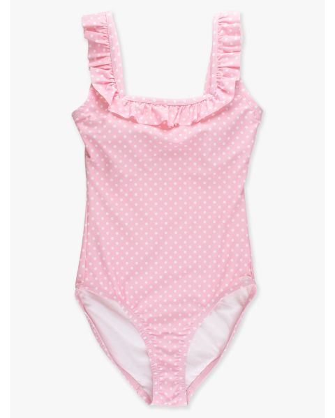 Pink Polka Dot Women's Ruffle One Piece Swimsuit