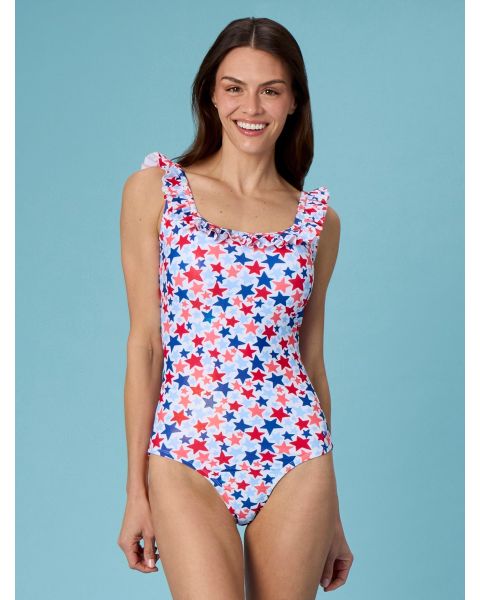 Shimmer Star-Spangled Women's Ruffle One Piece Swimsuit