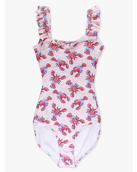 Pink Lobster Lagoon Women's Ruffle One Piece Swimsuit