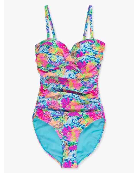 Neon Ocean Coral Women's Convertible Bandeau One Piece Swimsuit