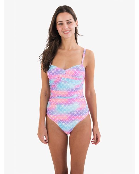 Shimmer Mermaid Tale Women's Convertible Bandeau One Piece Swimsuit