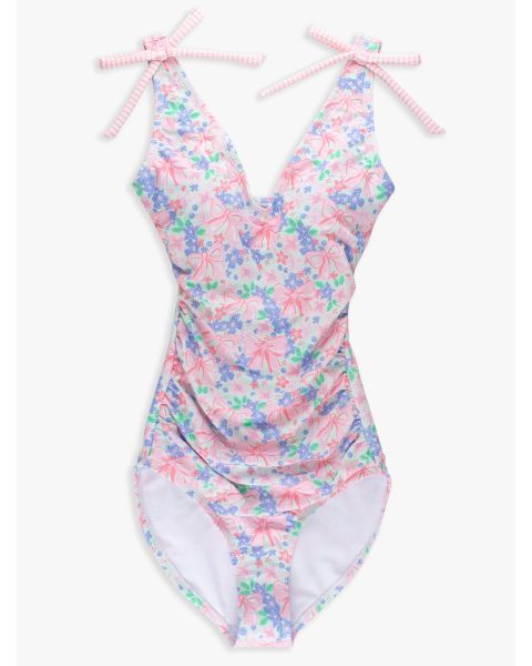 Bow Blooms Women's Bow V-Neck One Piece Swimsuit