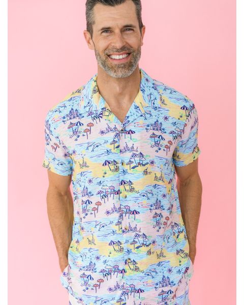 Beach Day Men's Short Sleeve Camp Shirt