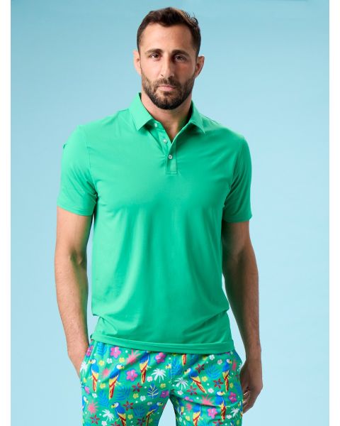 Bright Green Men's Knit Short Sleeve Performance Polo