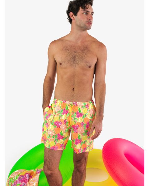 Neon Squeeze the Day Men's Performance Hybrid Swim Trunks
