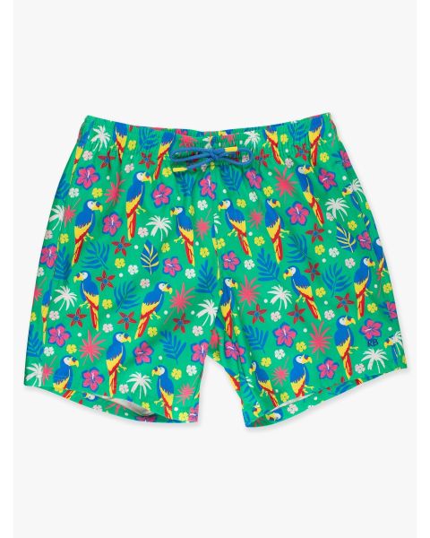 Parrot Palms Men's Performance Hybrid Swim Trunks