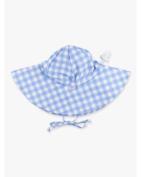 Periwinkle Blue Gingham Printed Sun Protective Hat