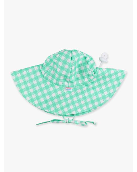 Spring Green Gingham Printed Sun Protective Hat