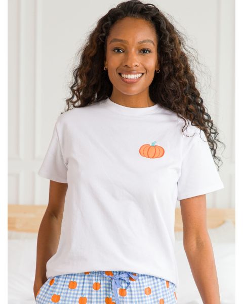 Pumpkin White Adult Short Sleeve Graphic Tee