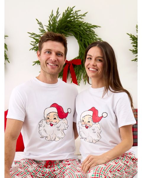 Santa White Adult Short Sleeve Graphic Tee
