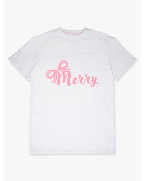 Merry Bow White Adult Short Sleeve Graphic Tee