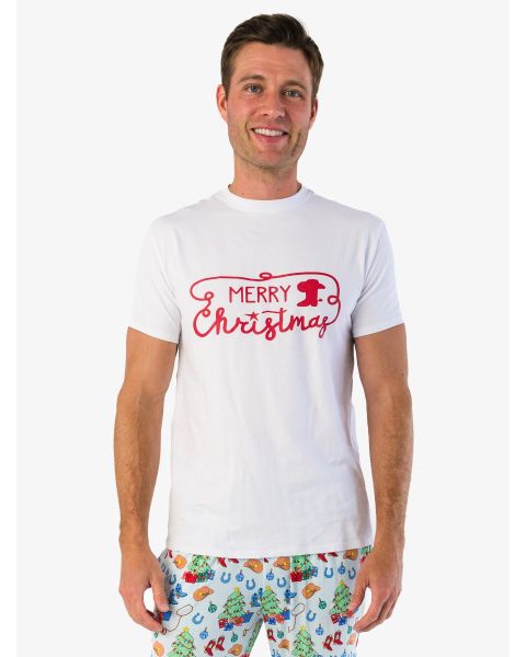 Western Merry Christmas Adult Short Sleeve Graphic Tee