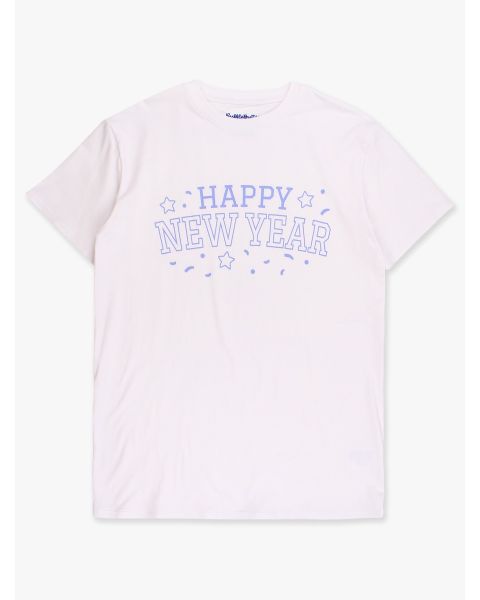 Periwinkle Blue Happy New Year Adult Short Sleeve Graphic Tee