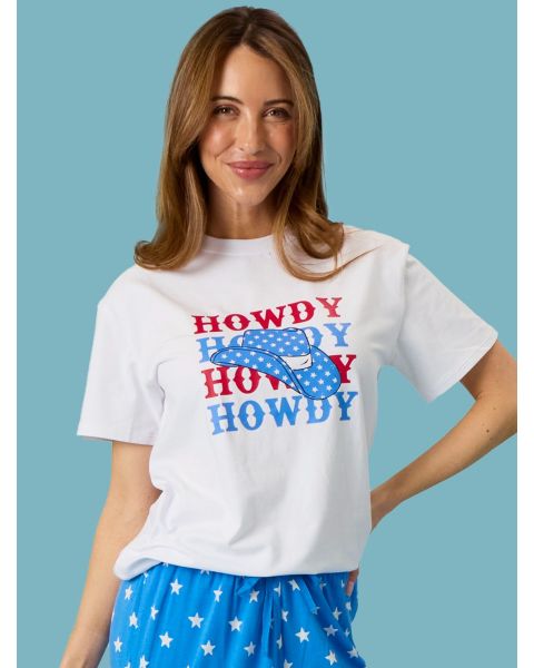 Howdy White Adult Short Sleeve Graphic Tee