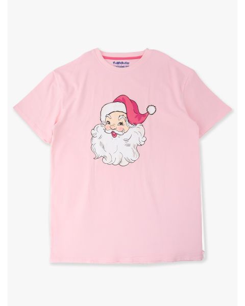 Santa Joy Pink Adult Short Sleeve Graphic Tee