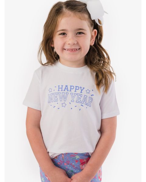 Periwinkle Blue Happy New Year Short Sleeve Graphic Tee