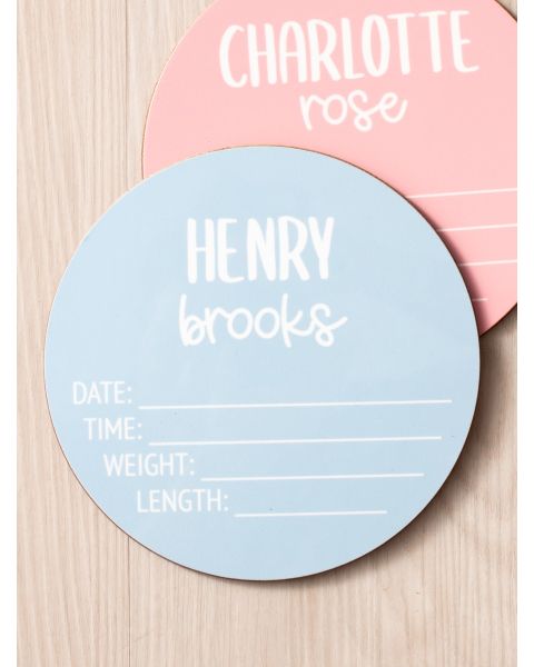 Light Blue Birth Stats Personalized Baby Name Sign 