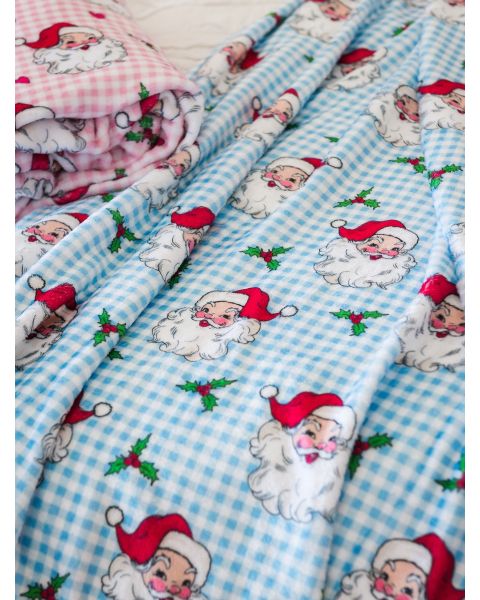 Blue Dear Santa Baby Printed Plush Minky Blanket 