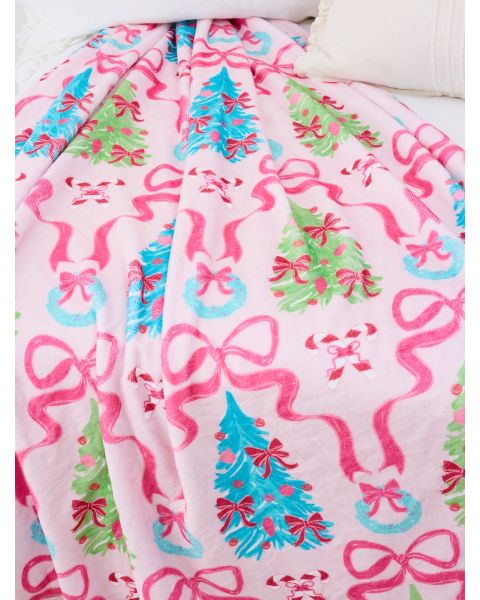 Merry & Bright Bows Printed Plush Minky Blanket