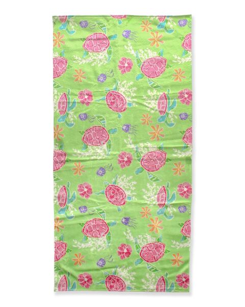 Neon Turtle Tide Printed Beach Towel