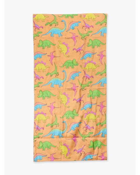 Neon Dino Printed Beach Towel