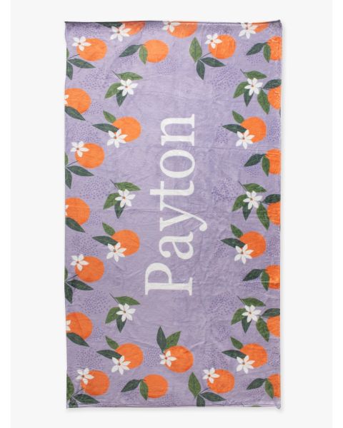 Purple Orange You The Sweetest Personalized Beach Towel