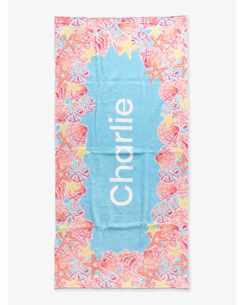 Sunset Seashells Personalized Beach Towel