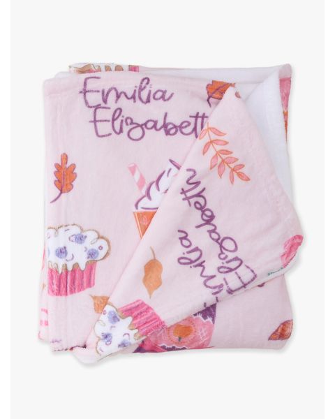 Autumn Spice Printed Personalized Plush Minky Blanket
