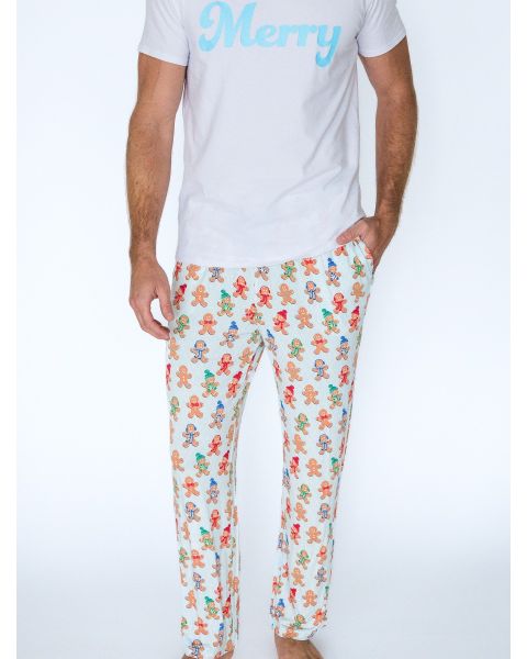 Blue Gingerbread Buddies Adult Pajama Pants