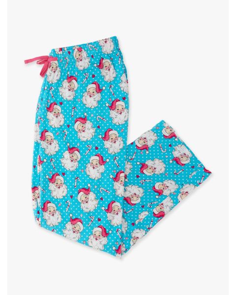 Blue Dots Santa Joy Adult Pajama Pants, Bamboo Viscose