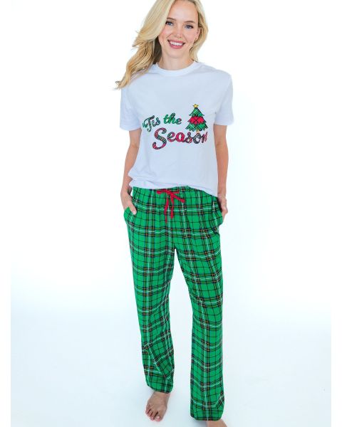 Green Nicholas Plaid Adult Pajama Pants, Modal Blend