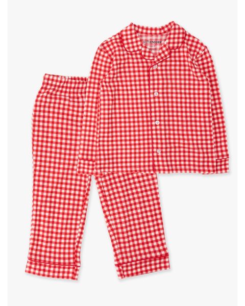Red & White Gingham Button Up Pajama Set