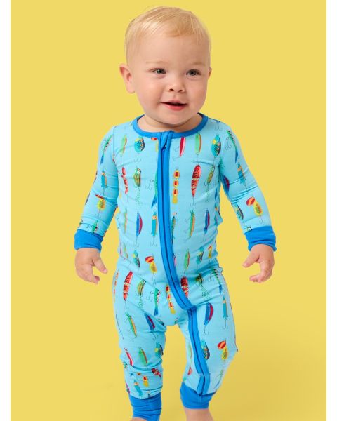 Gone Fishin Convertible One Piece Pajama, Bamboo Viscose