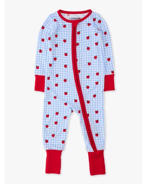 Apple Orchard Gingham Convertible One Piece Pajama, Bamboo Viscose