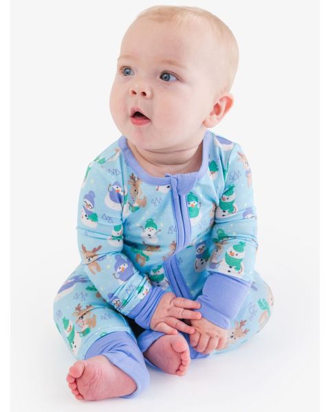 Snowy Sidekicks Convertible One Piece Pajama, Bamboo Viscose