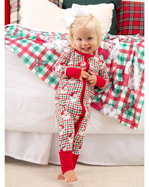 Red & Green Dear Santa Convertible One Piece Pajama, Bamboo Viscose