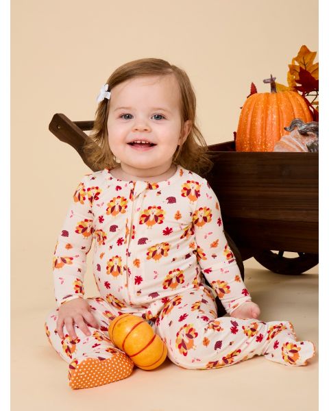 Gobble Gingham One Piece Footie Pajamas, Bamboo Viscose